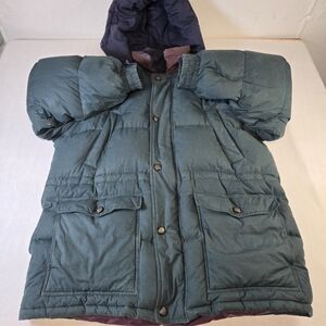Vintage Sports Afield Men’s XL Down Feather Parka Jacket Green Oklahoma Buttons